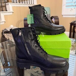 Box Sam Edelman Garrett Combat Boots Soft Black Leather Waterproof Size 10